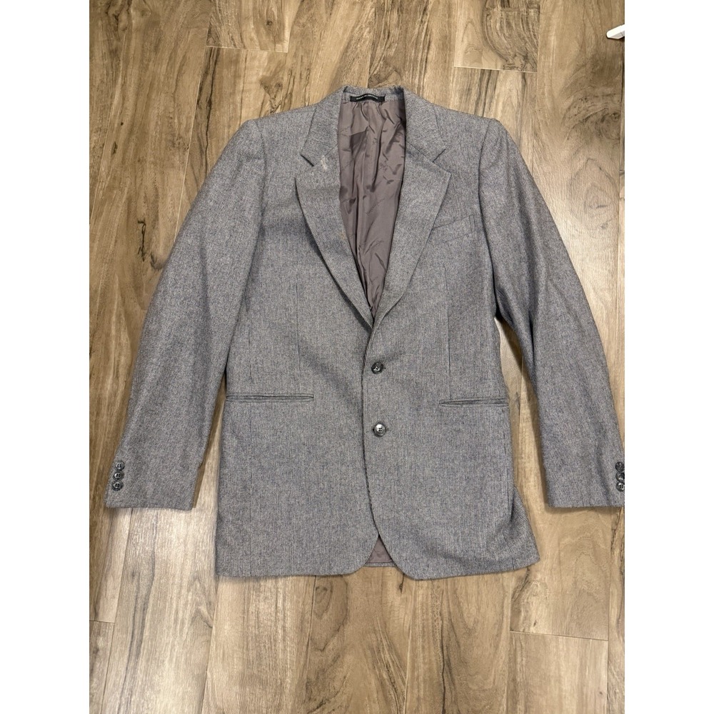 Vintage Yves Saint Laurent Blazer 38R Taupe Wool Solid Designer Sport Coat USA